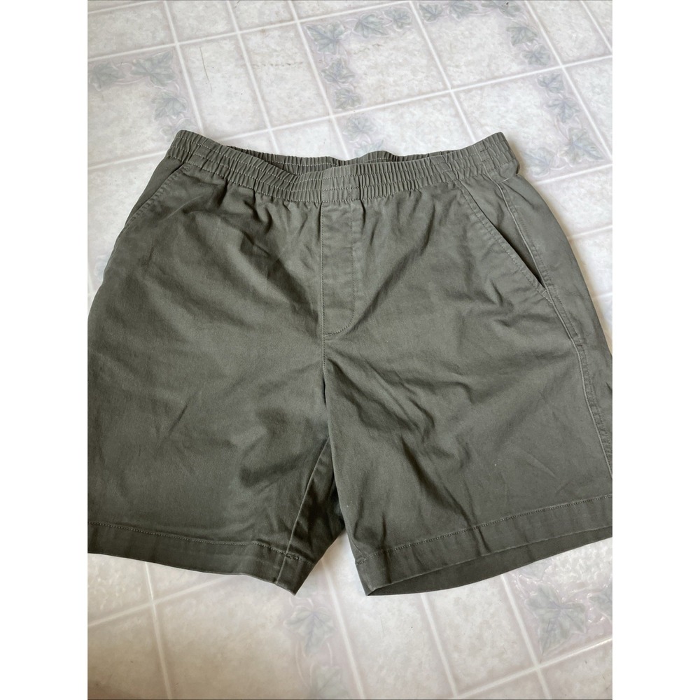 Lands End Shorts Olive green sz 10 Elastic Waist Cotton Blend Mid rise 7" inseam